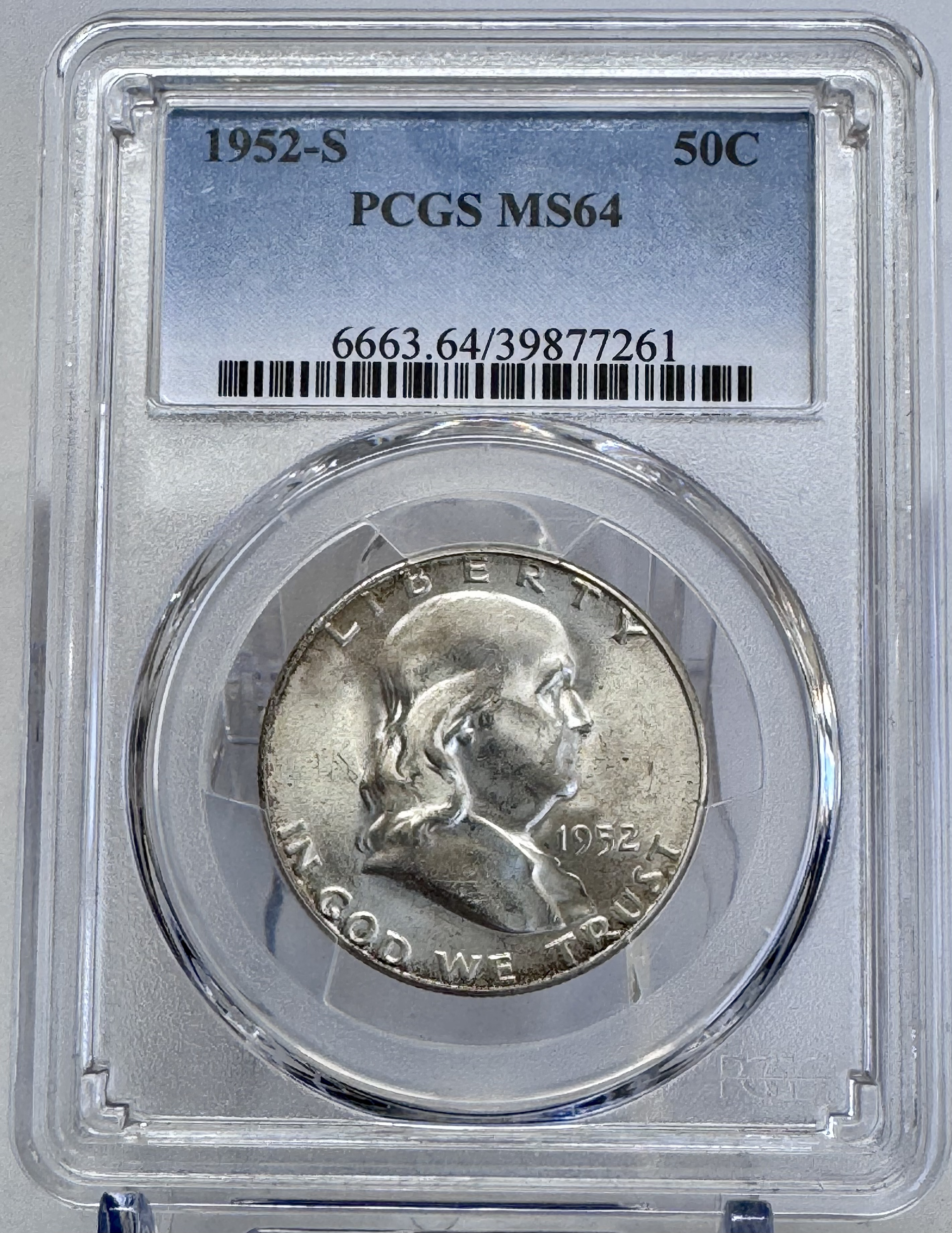 1952-S Franklin Half Dollar PCGS MS-64