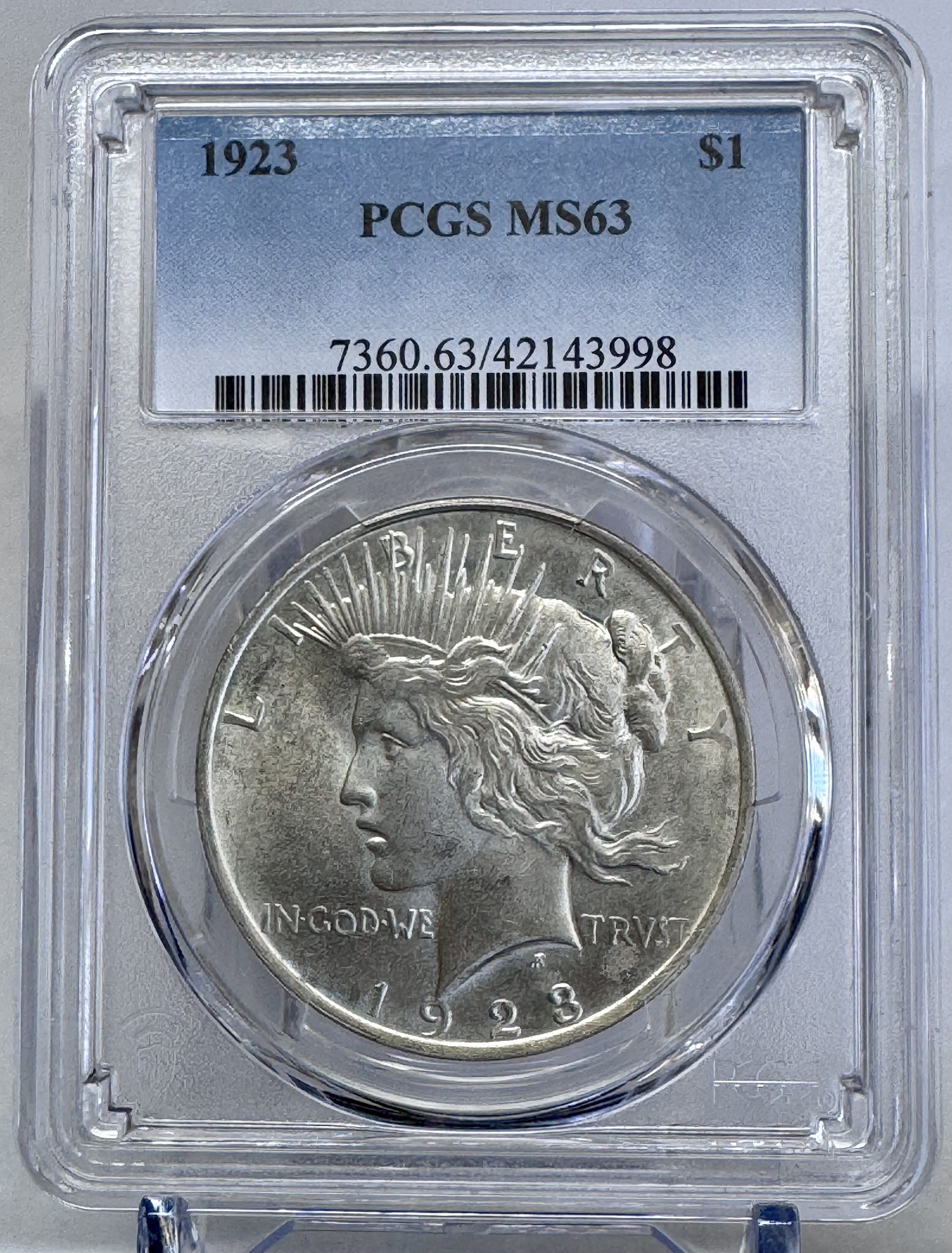 1923 Peace Silver Dollar PCGS MS-63