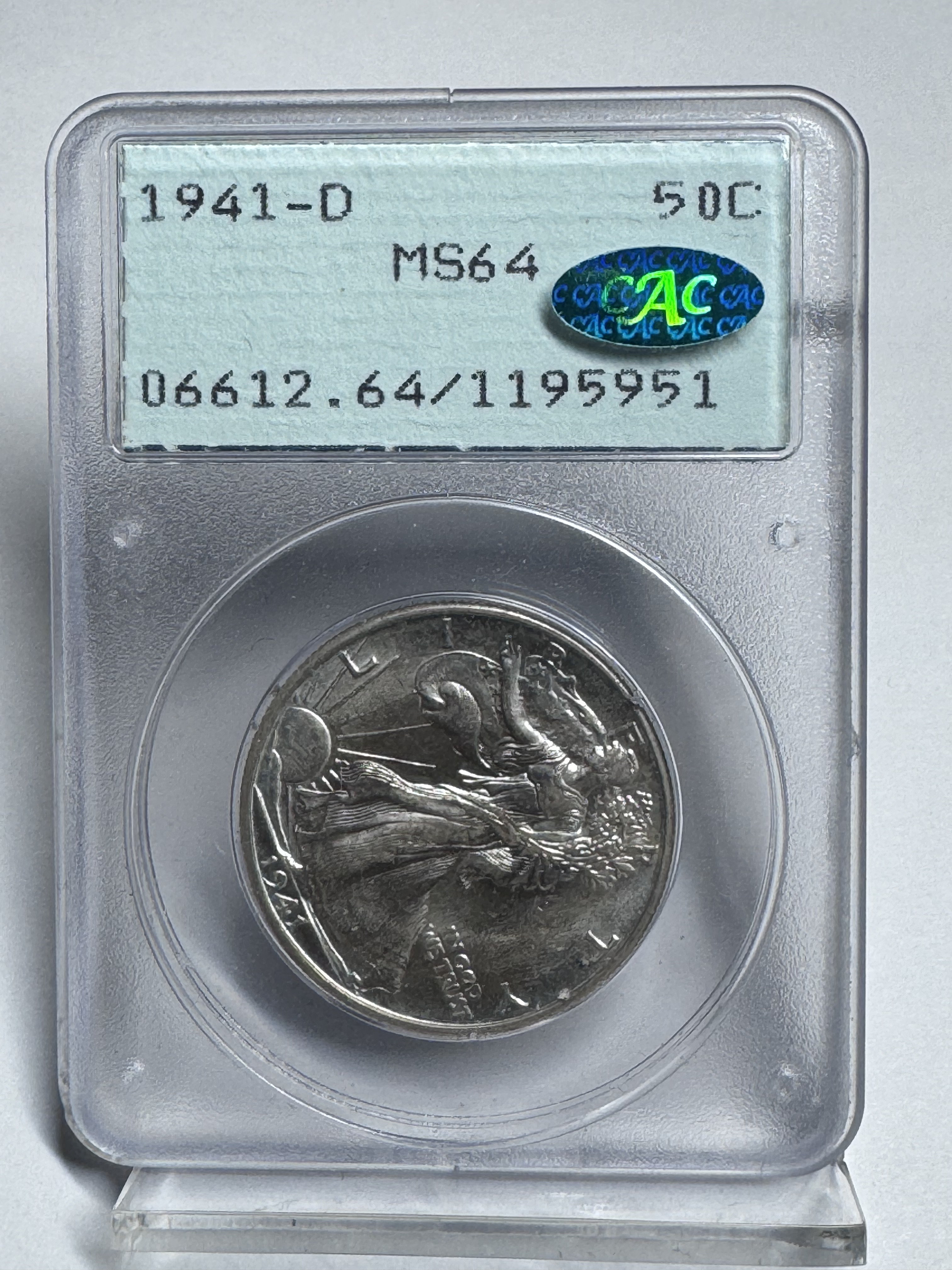 1941-D Walking Liberty Half Dollar PCGS MS-64 CAC Green OGH 1st Gen